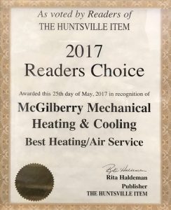best heating/ air service 2017 award